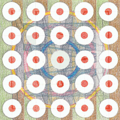 Magical night #4, coloured pencil on paper, 13 x 13 cm, Mark Weighton, 2011