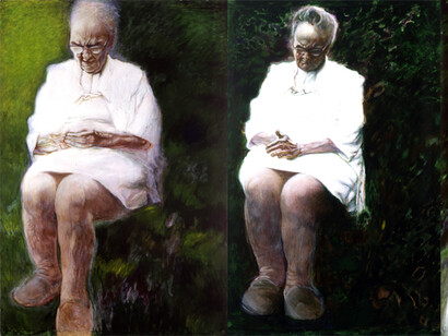 May Stevens, Alice in the Garden (panels C, D, and E), 1988-89. (c) May Stevens; Courtesy of the artist and Ryan Lee, New York