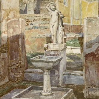Luigi Bazzani, Pompei, Casa del balcone (dettaglio), 1916. Per gentile concessione del Museo Archeologico Nazionale