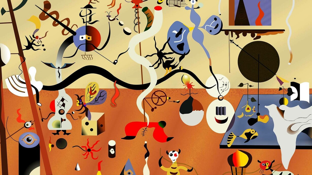 Ein Mann in einem Museum, der ein gerahmtes Foto einer Pastete betrachtet