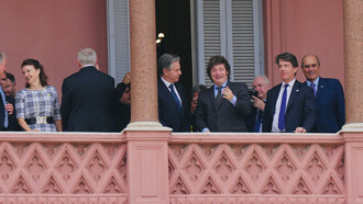 Blinken se reúne con Milei en Argentina en señal de apoyo de Estados Unidos, Casa Rosada, Buenos Aires, Argentina