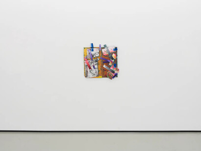 Katy Cowan, Tape drifts and figures reach, exhibition view. Courtesy of Philip Martin Gallery