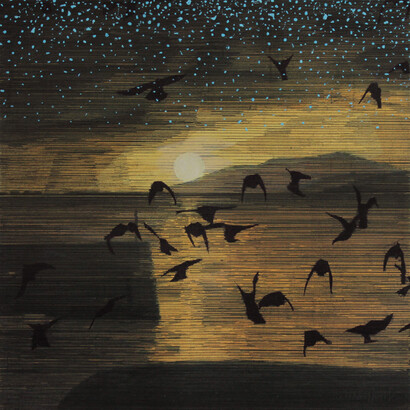 Niall Naessens, Dawn and Pier, Drawing-Monoprint, 50 x 50 cm