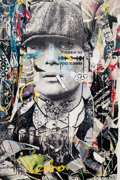 Andrew Cotton Peaky, 2022 Mixed media on canvas, 60 x 40 x 2.50 in