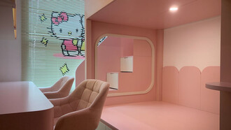 From a simple coin purse to a cultural phenomenon, Hello Kitty's journey is beautifully echoed in the playful decor of this pink sanctuary, making every moment a celebration of joy