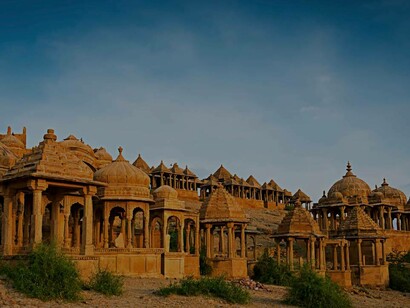 A view of the incredible and grand resting places at Bada Bagh Jaisalmer, India