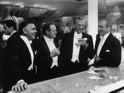 Slim Aarons, Kings of Hollywood: Clark Gable, Van Heflin, Gary Cooper, and James Stewart at Romanoff’s in Beverly Hills, 1957