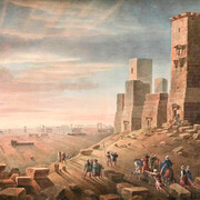 Louis-François Cassas (French, 1756-1827); View of the Ancient City of Palmyra from the Necropolis 1785; watercolour, pen and brown ink on paper; 64 x 88 cm; OM.888, National Collection of Qatar.