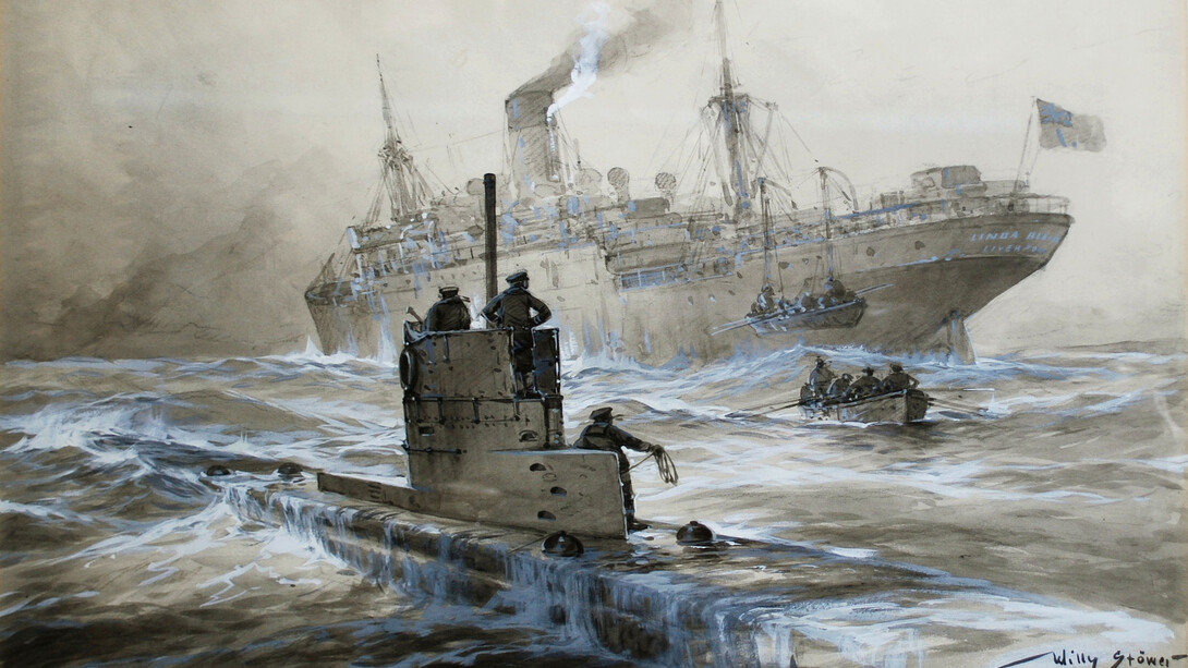 Hundimiento del «Linda Blanche» por el  SM U-21, Willy Stöwer