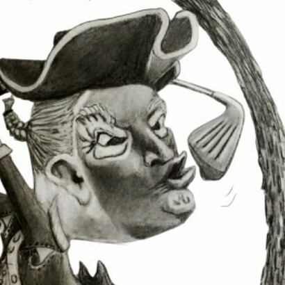 "Donald Trump disfrazado de Washington talando un cerezo", autor desconocido