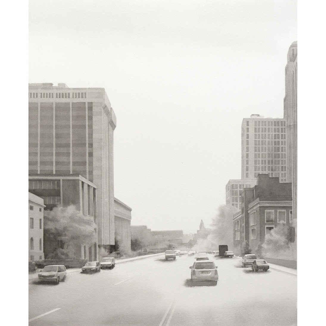 Scott Nelson Foster, Washington Street, 2012, 28 x 38 inches, framed, watercolor on paper