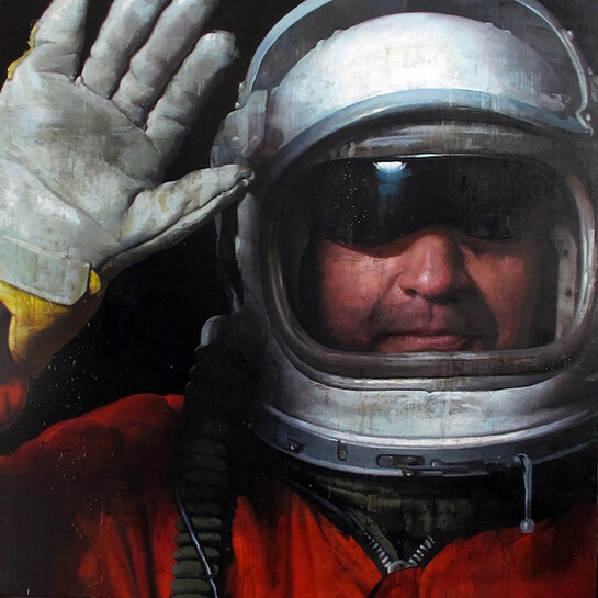 François Bard, Cosmonaute, 2014, Oil on Canvas, 63" x 63