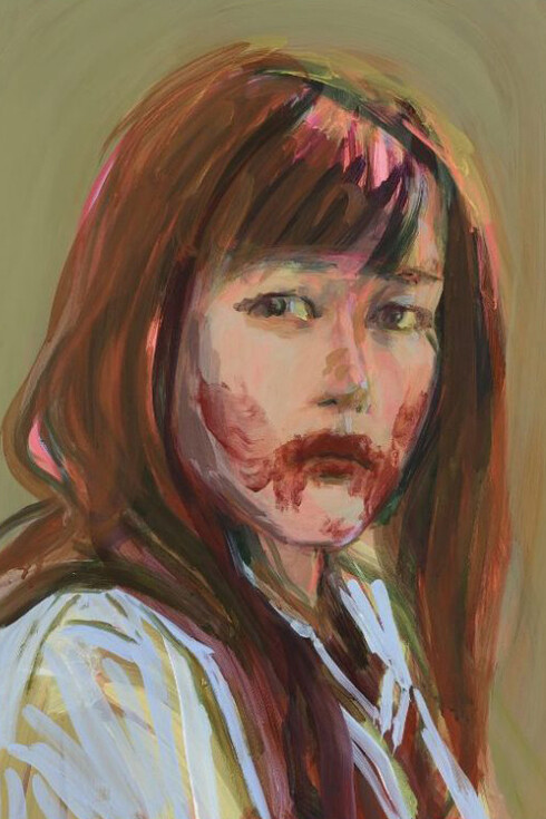 Claire Tabouret, Self-portrait as a vampire, 2019. Courtesy of the artist. Photo by © Marten Elder