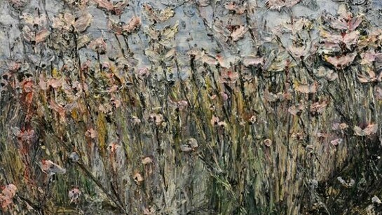 Anselm Kiefer, der Morgenthau-Plan, 2012, Acrylic, emulsion, oil, and shellac on, photograph mounted on canvas, 110 1/4 x 149 5/8 inches  (280 x 380 cm)
