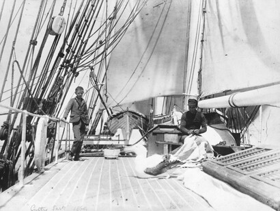 Cutty Sark crew and albatross. Courtesy of National Maritime Museum