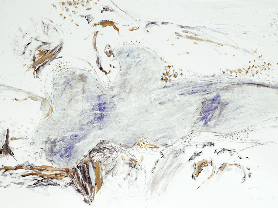 Mario Raciti, Benacus, 2015, tempera, pastello e grafite su carta, 70 x 100 cm