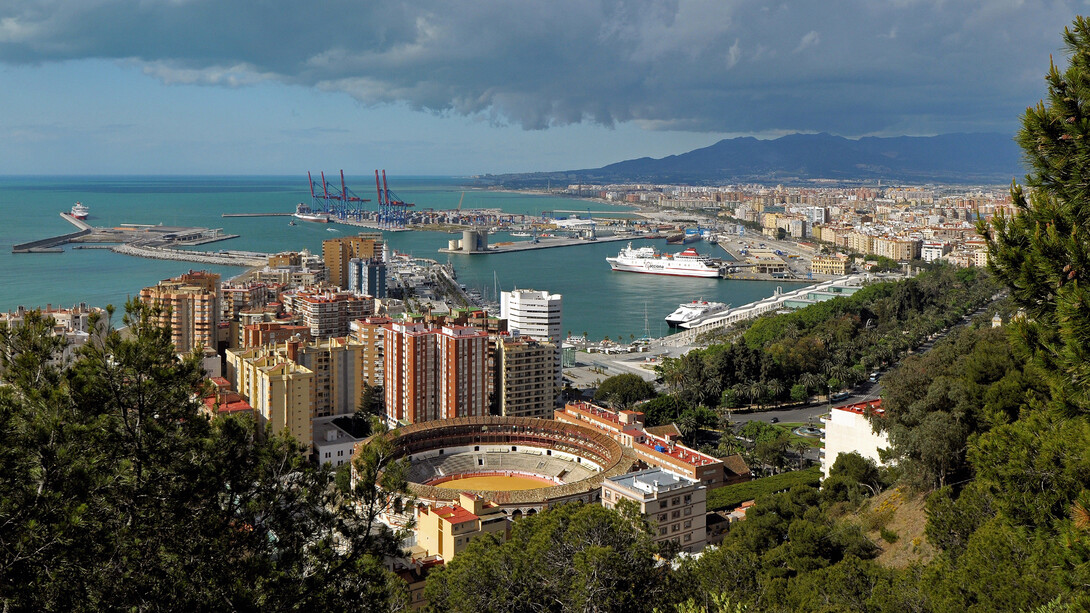 Vista do Porto Castillo Gibralfaro em Málaga, Espanha