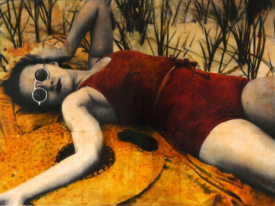 Ayline Olukman, Beach Pose, 2014, Mixed Media, 30" x 40"