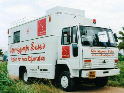 Mobile health clinic featuring state-of-the-art medical equipment, Tamil Nadu, India