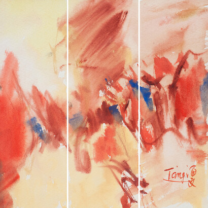T'ang Haywen_Untitled (180)_watercolour on paper_19.5×19cm (triptych)_1980s