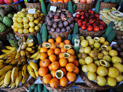 Madeira. Puesto de fruta en el Mercado dos Lavradores de Funchal