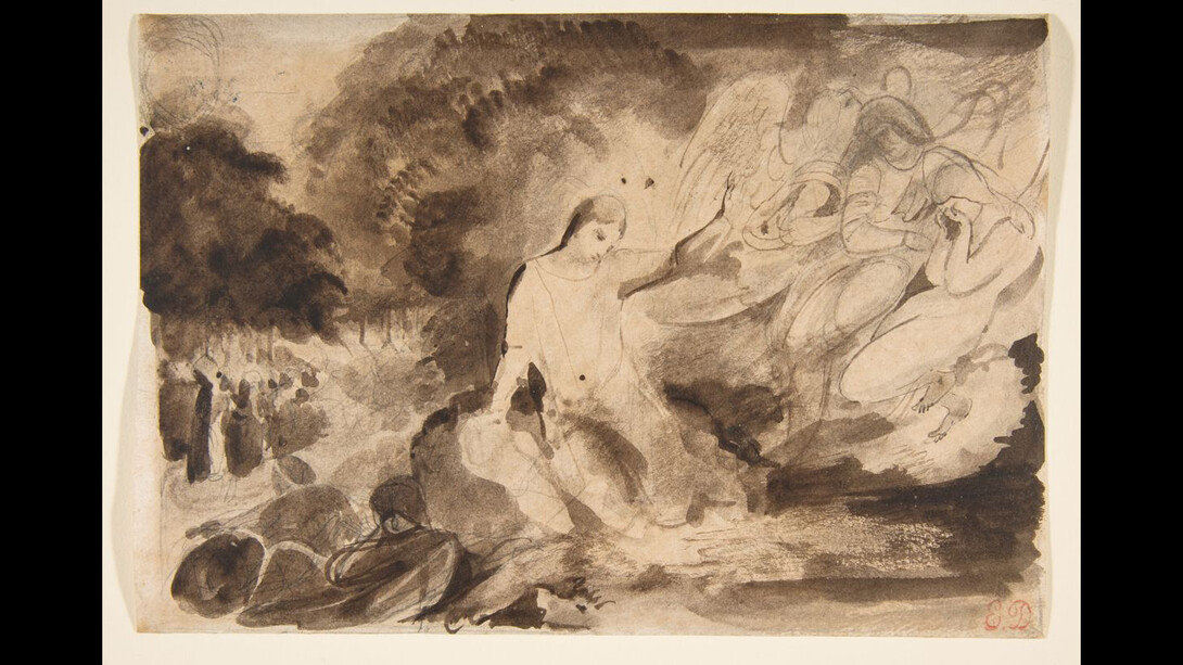 Eugène Delacroix (French, Charenton-Saint-Maurice 1798–1863 Paris), Date:1823–1824, Medium:Brush and brown wash over graphite, Dimensions:Overall: 5 1/4 x 7 5/8 in. (13.4 x 19.4 cm), Classification:Drawings. Gift from the Karen B. Cohen Collection of Eugène Delacroix, in memory of Jacob Bean, 2013