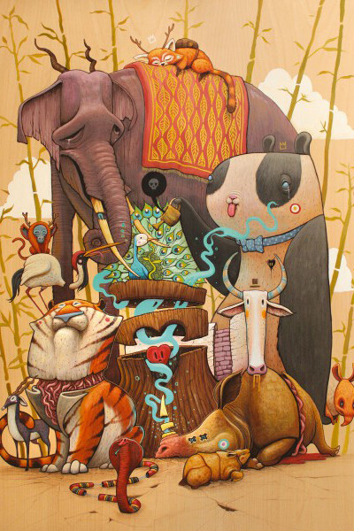 Dulk, Asia, Acrylic and marker on wood, 70 x 100 cm, 2015