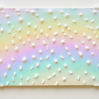 Katherine Gray and Nancy Callan, White Rainbow, 2022, glass/metal mount. Courtesy of Heller Gallery