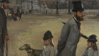 Edgar Degas, "Place de la Concorde" o "Le Vicomte Lepic et ses filles traversant la place de la Concorde", dettaglio. Museo dell'Ermitage, San Pietroburgo, Russia