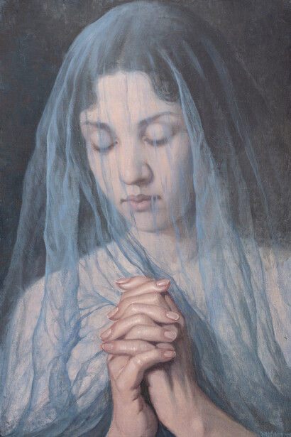 Pongpon Preechanon, The suppliant in blue (detail), 2026. Courtesy of Number 1 Gallery