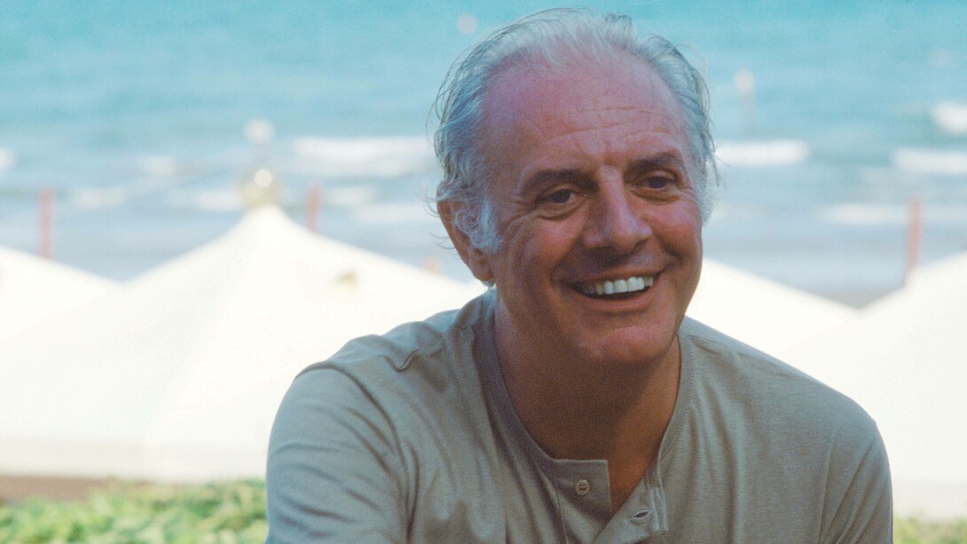 Il drammaturgo e attore Dario Fo alla Mostra del cinema di Venezia, 1985