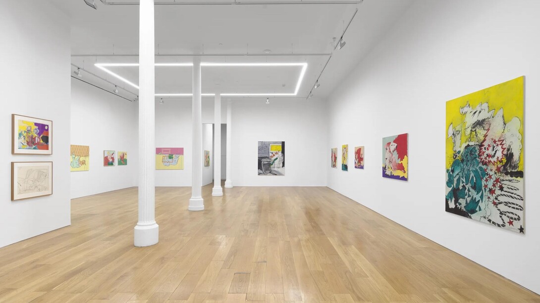 Valerio Adami, Alice in the land of violence, exhibition view. Courtesy of David Nolan Gallery