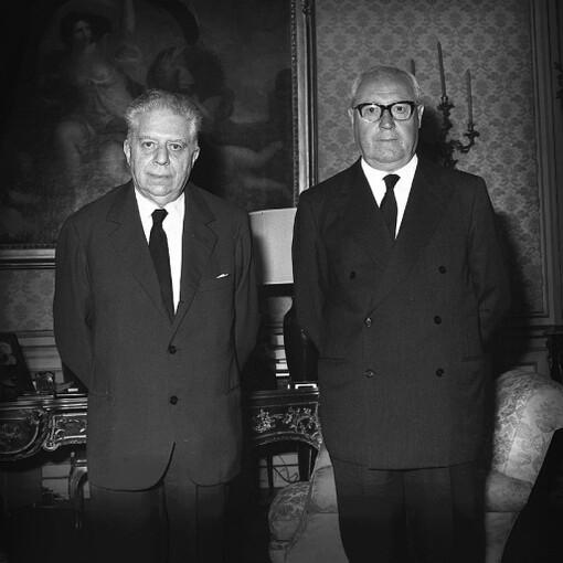 Eugenio Montale e Giuseppe Saragat, 1967