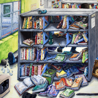 Willem Weismann, Library Looting, 2015, 185 x 225 cm
