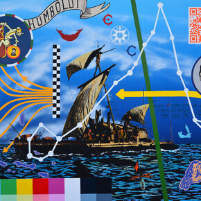 Ryan Metke, Kon Tiki, 2014, Signed & dated on verso, Acrylic on canvas, 44 x 59 in, 111.8 x 149.9 cm (MET003)