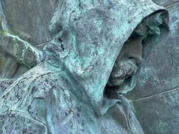 Roma, Vincenzo Vela, Le Vittime del Lavoro, particolare del Lavoratore incappucciato, prima del restauro, ph Roberto Luciani