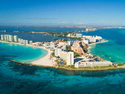 Vista aérea de Cancún, México