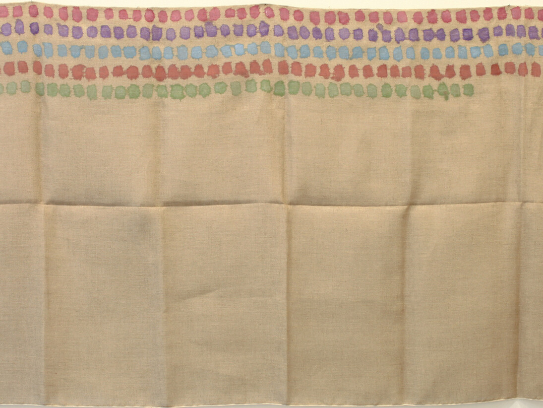 Giorgio Griffa, Segni orizzontali, detail, 1972, acrylic on jute, 100 x 227 cm