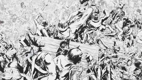 Mark Thomas Gibson, There's Gonna Be a Showdown!, 2013, Ink on paper, 48 x 75 inches, 121.9 x 190.5 cm