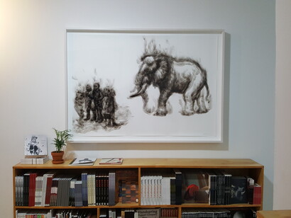 Diane Victor. Showing Truth to Power installation, Smoke Mothership, Elephant
