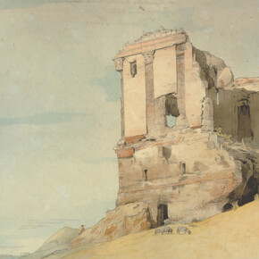 Francis Towne (1739-1816), A Sepulchre by the road between Rome and the Ponte Nomentana, 1780, Watercolour with pen and ink, 327 x 378 mm © The Trustees of the British Museum