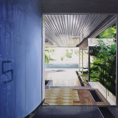 Ross M Brown, Pool House (entrance), detail, 2014, oil on canvas, 90 x 120 cm