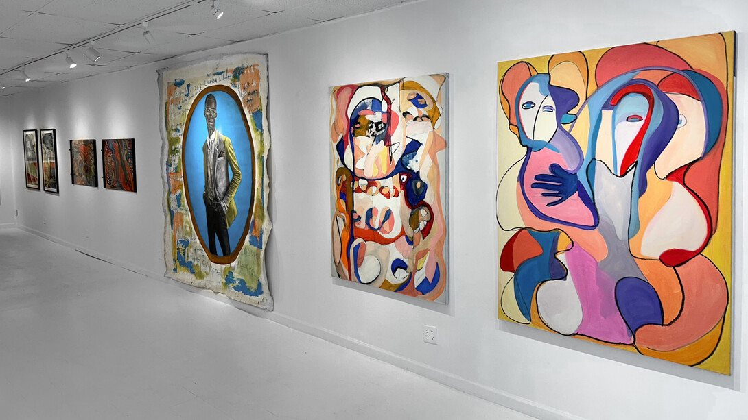 Various artists, Blue take me to the end, exhibition view. Courtesy of Galeria Azur