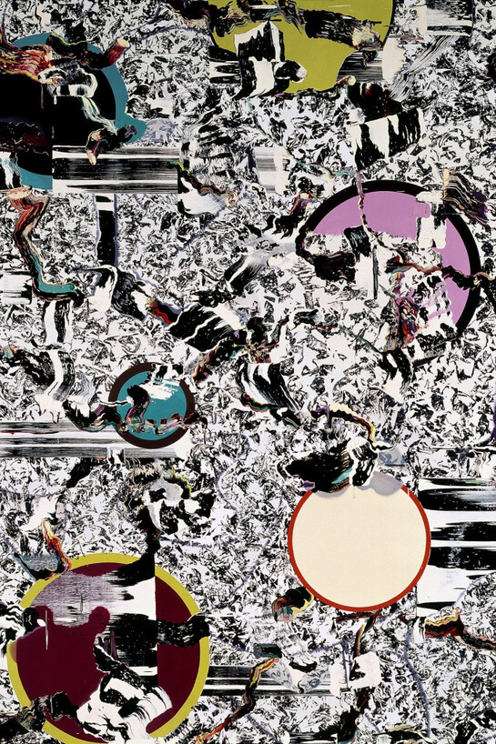Fiona Rae (1963)«Motel», 1997. Óleo e tinta acrílica sobre tela. 213,5 × 183 cm. Coleção Moderna