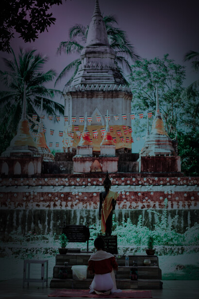 Devotion to the Buddha at the temple, India