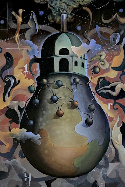 Baiju Parthan, Cosmographia - Distillation of sentience (detail), 2026. Courtesy of Anant Art Gallery