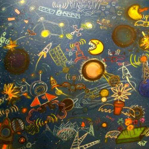 Francesco Zavattari, Impeto Rotatorio in Blu, Pastello extrafine, idropittura, grafite e penna biro su tela, 80 x 80 cm