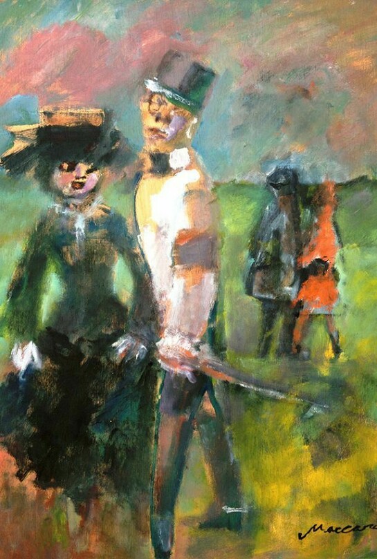 Mino Maccari, Due coppie, anni '65-'70, olio su tela