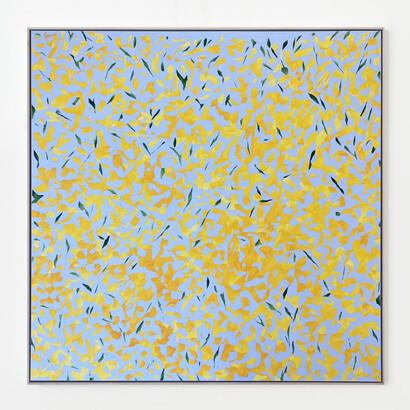 Kit Porter, equate my life, 2023, acrylic on canvas, 48x48x1.5 inches, signed on the back. Copyright the artist. Courtesy of the artist and Uprise Art