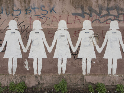 Il murale contro il femminicidio dopo il restauro. Foto di Giorgio Benni